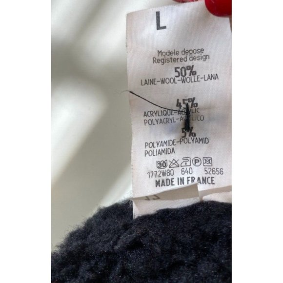 Jacquard Du Monde Sz L Knit Wool Blend Jacket Fleece Liner Floral Made in France - Picture 13 of 13